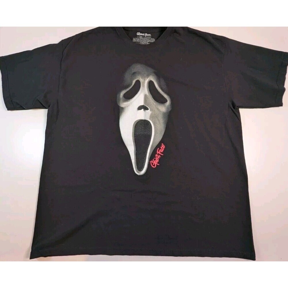 Ghost Face Mens Black Graphic Tee Short Sleeve T-Shirt 2XL